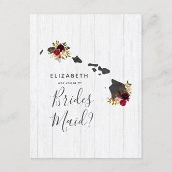 hawaii state floral will you be my bridesmaid invitation