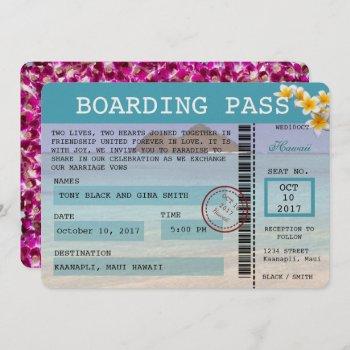 Small Hawaii Wedding Boarding Pass Front View