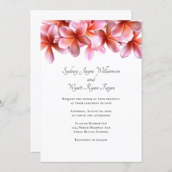 hawaiian plumeria pink floral casual wedding  invitation
