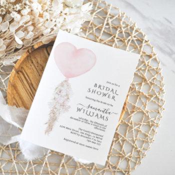 heart balloon minimalist modern bridal shower invitation