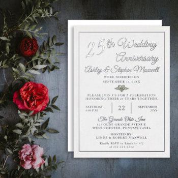 heart diamond 25th wedding anniversary party foil  foil invitation