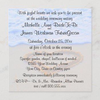 Small Heart In Sand Beach Wedding With Rsvp Front View