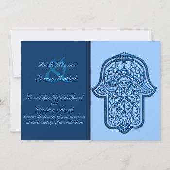Small Henna Hand Of Hamsa (blue) (wedding) Front View