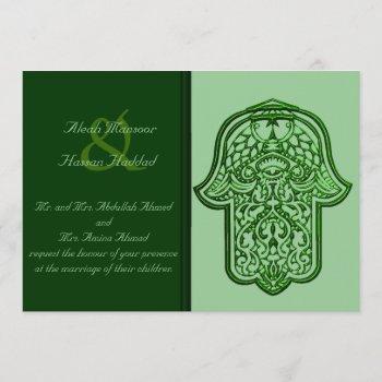Small Henna Hand Of Hamsa (green) (wedding) Front View