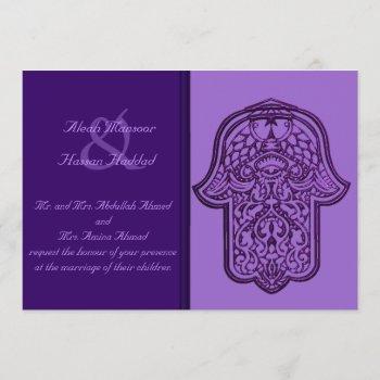 Small Henna Hand Of Hamsa (purple) (wedding) Front View