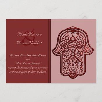 Small Henna Hand Of Hamsa (red) (wedding) Front View