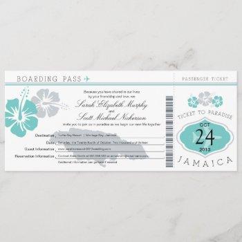 Small Hibiscus Jamaica Boarding Pass Wedding Front View