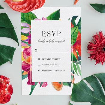 hibiscus, plumeria & palm modern wedding rsvp invitation