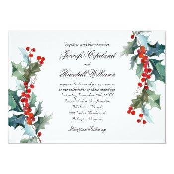 Small Holiday Greenery Watercolor Wedding Front View