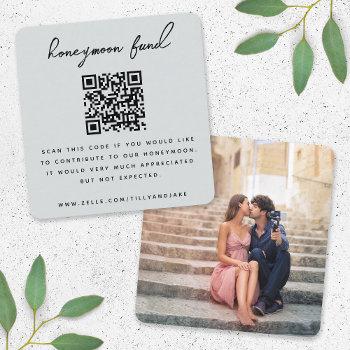Small Honeymoon Fund | Qr Code Photo Wedding Registry  Enclosure Card Front View