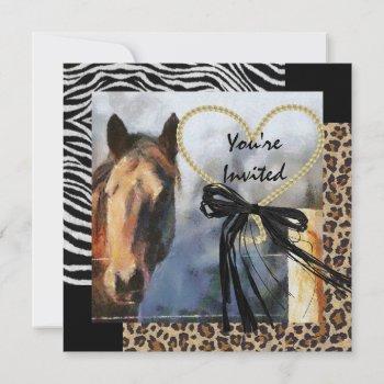 horse animal print wedding invitation