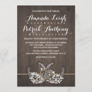 horseshoe baby's breath rustic wedding invitations