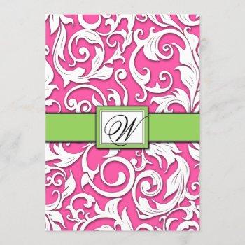 Small Hot Pink & Lime Green Damask Wedding Front View