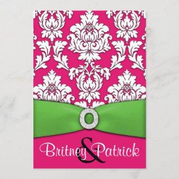 Small Hot Pink & Lime Green Damask Wedding Front View