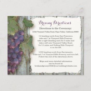 hotel driving directions winery vineyard grape enclosure card