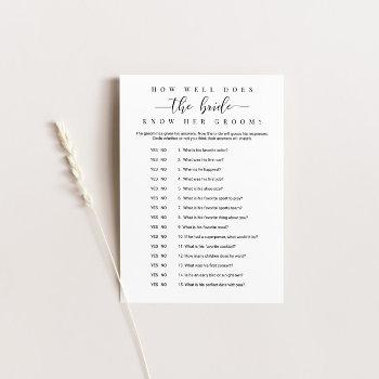 how well does the bride know her groom game invitation