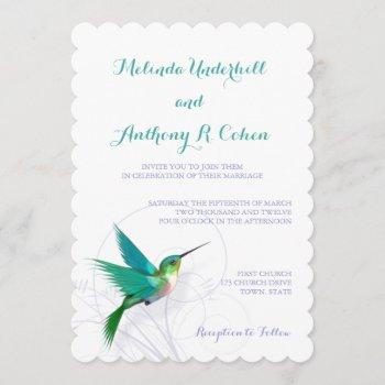 hummingbird swirl 5x7 wedding invitation