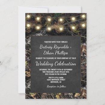 hunting camo chalkboard rustic wedding invitations