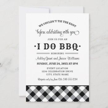 i do bbq black white gingham wedding celebration invitation
