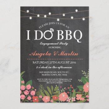 Small I Do Bbq Coral Chalk Couples Shower Invite Front View