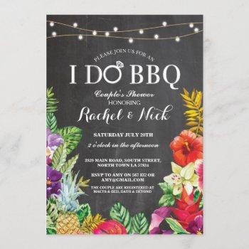 i do bbq couples shower chalk aloha floral invite
