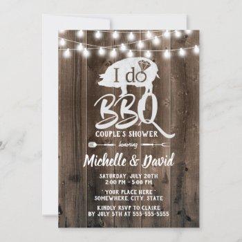 i do bbq couples shower rustic barn wedding invitation