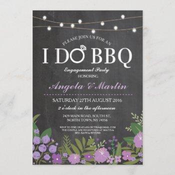 Small I Do Bbq Purple Chalk Couples Shower Invite Front View