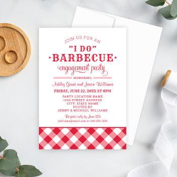 i do bbq red rustic wedding engagement party invitation