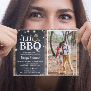 'i do bbq' rustic photo engagement party invitation