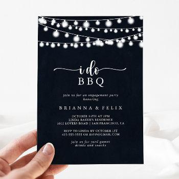 i do bbq rustic string lights engagement party   invitation