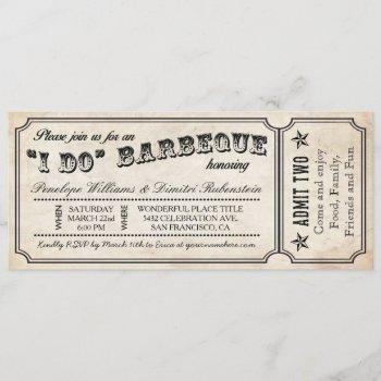 Small I Do Bbq Vintage Ticket Front View
