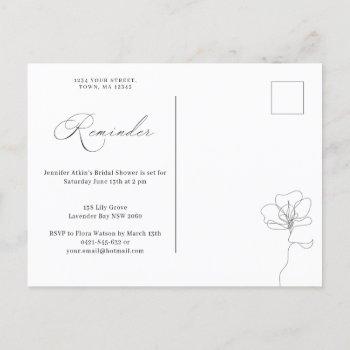 Small Illustrated Hand Drawn Flower Reminder Rsvp Invita  Post Front View