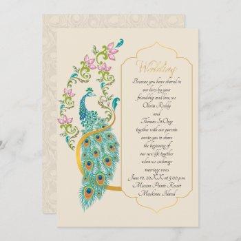 indian hindu peacock wedding invitation
