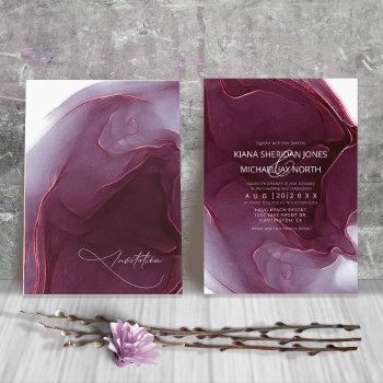 ink flow wedding burgundy id762 invitation