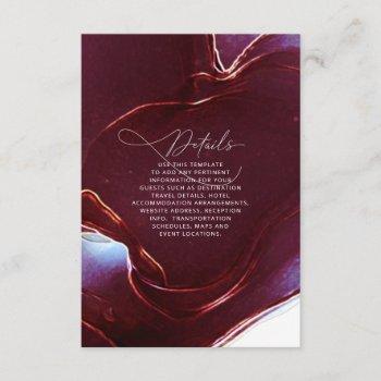 Small Ink Flow Wedding Details Burgundy Id762 Enclosure Card Front View