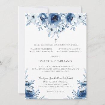 invitación de boda catolica azul marino wedding  invitation