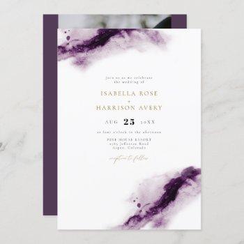 iris | boho plum purple gold watercolor wedding invitation