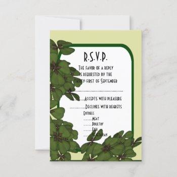 Small Irish Green, And Shamrock Wedding R.s.v.p Rsvp Front View