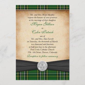 irish tartan celtic claddagh lucky in love wedding invitation