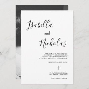 isabella simple modern script catholic wedding invitation