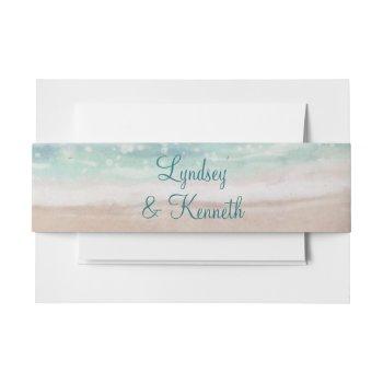 Small Island Breeze Painted Beach Scene Wedding Monogram  Belly Band Front View