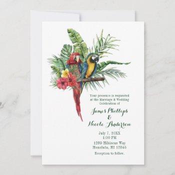 island paradise birds tropical floral wedding invitation