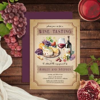 italian charcuterie wine tasting engagement party invitation