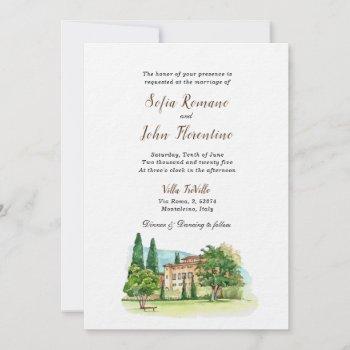 italian villa watercolor wedding ultra paper invitation