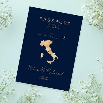 Small Italy Wedding Destination Passport World Map Front View
