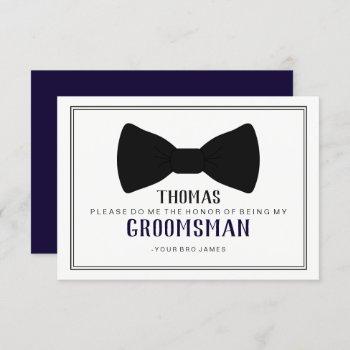 it's time to suit up groomsman - black tie blue invitation