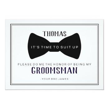 Small It's Time To Suit Up Groomsman - Black Tie Blue Front View