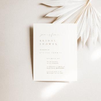 ivory & tan minimalist bridal shower invitation