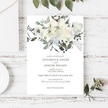 ivory watercolor floral wedding invitation