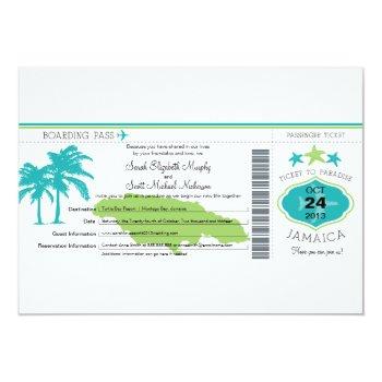 Small Jamaica Boarding Pass Wedding Front View